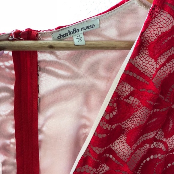 Charlotte Russe Red Lace Romper - Picture 3 of 4